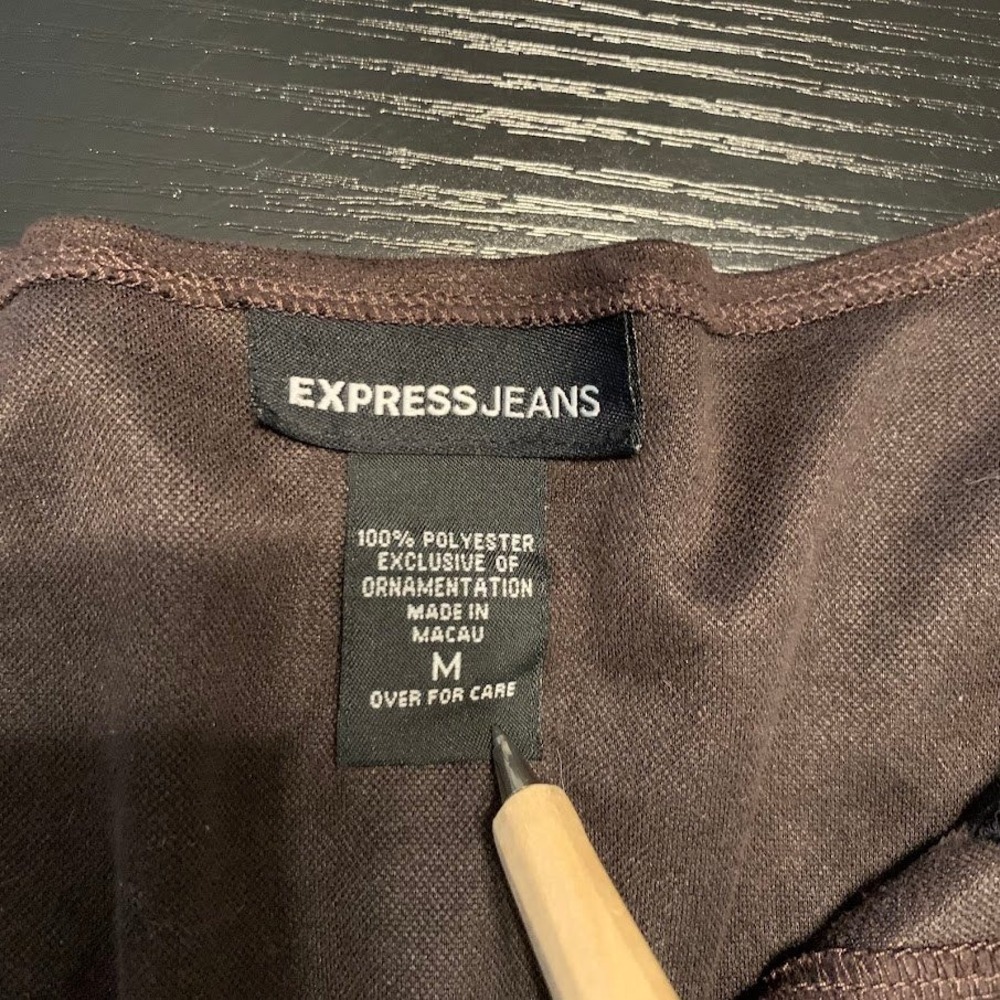 Vintage Express Jeans Brown Embroidered Long Sleeve Top Y2K Boho Women's M - Picture 5 of 7